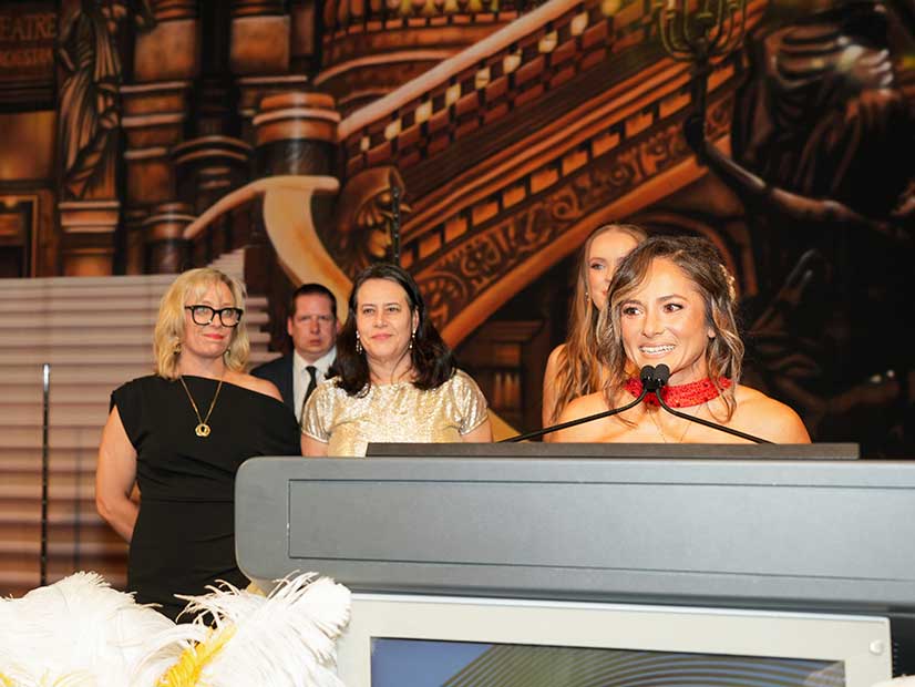 Woman giving a speech at the ARV awards 2026
