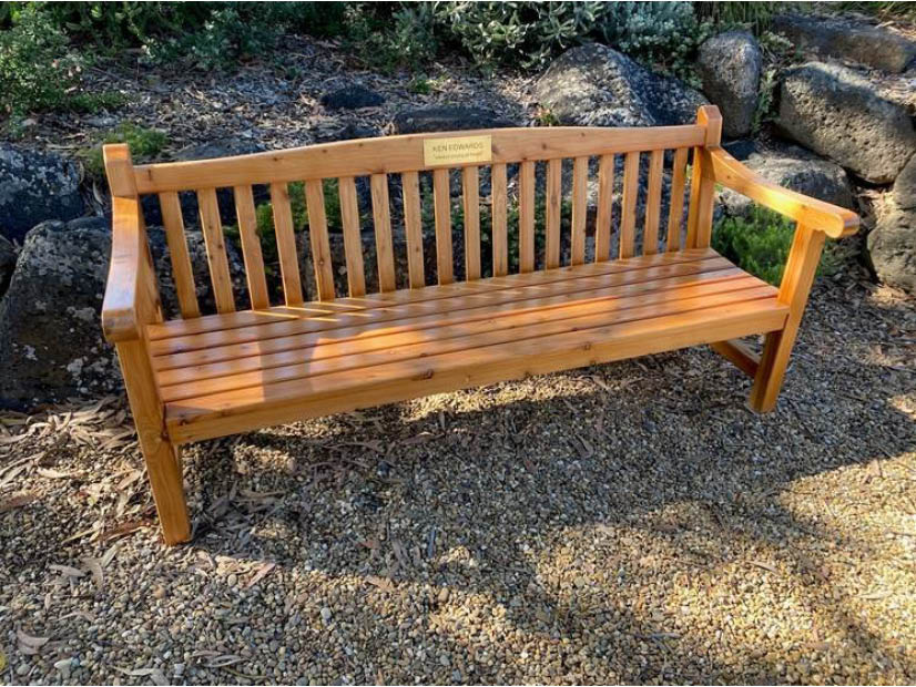 Memorial garden bench for Ken Edwards