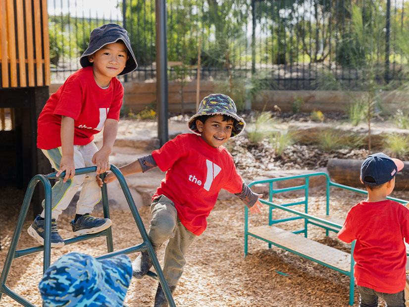 Young children playing on new Derrimut ELC playground