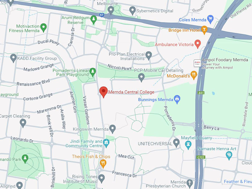 Location map of Mernda Central facility hire