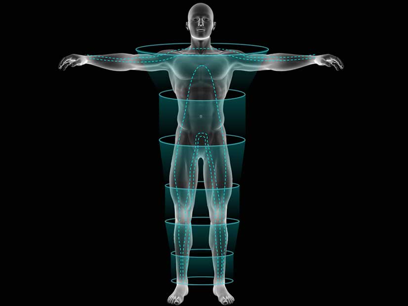 360 body scan illustrative image of body being scanned